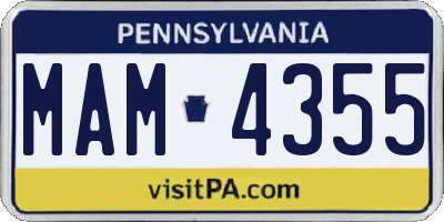 PA license plate MAM4355