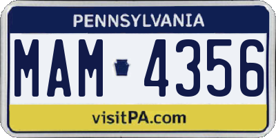 PA license plate MAM4356