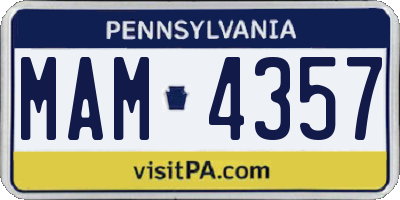 PA license plate MAM4357