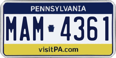 PA license plate MAM4361