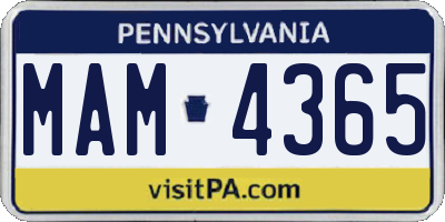 PA license plate MAM4365