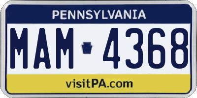 PA license plate MAM4368