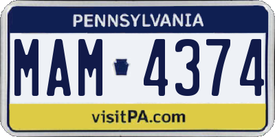 PA license plate MAM4374
