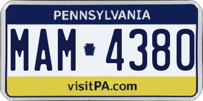 PA license plate MAM4380