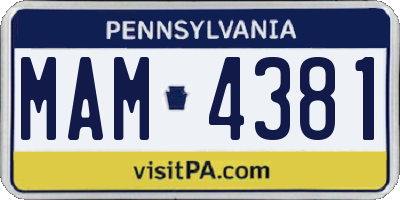 PA license plate MAM4381