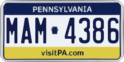 PA license plate MAM4386