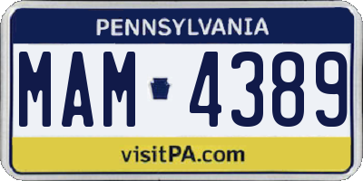 PA license plate MAM4389