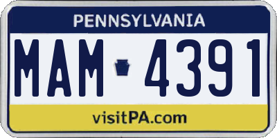 PA license plate MAM4391