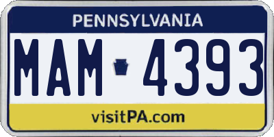 PA license plate MAM4393