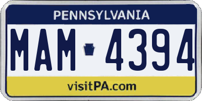 PA license plate MAM4394