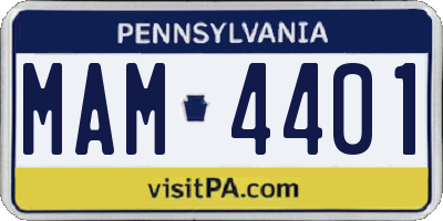 PA license plate MAM4401