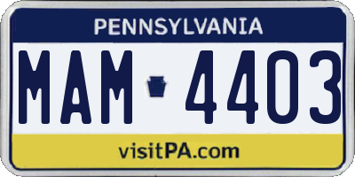 PA license plate MAM4403