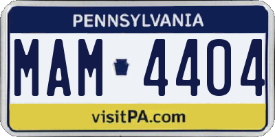 PA license plate MAM4404