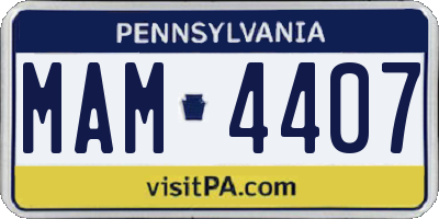 PA license plate MAM4407