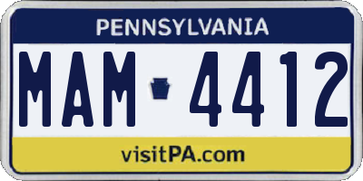 PA license plate MAM4412