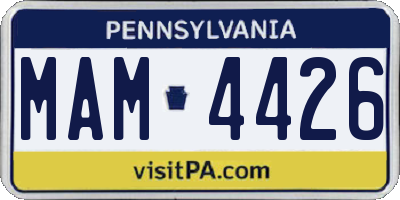PA license plate MAM4426