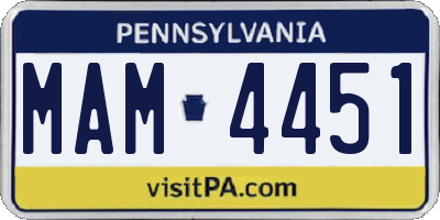 PA license plate MAM4451