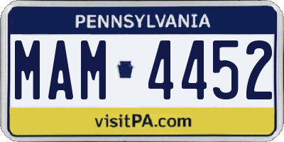 PA license plate MAM4452