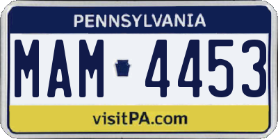 PA license plate MAM4453