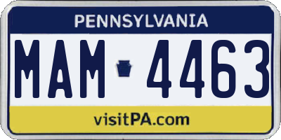 PA license plate MAM4463