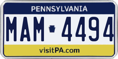 PA license plate MAM4494