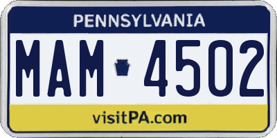 PA license plate MAM4502