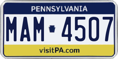PA license plate MAM4507