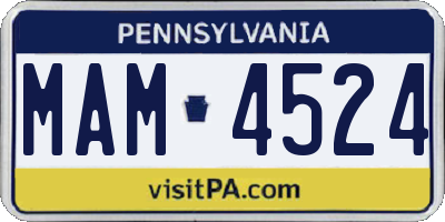PA license plate MAM4524