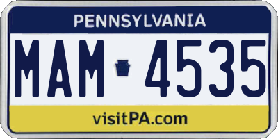 PA license plate MAM4535