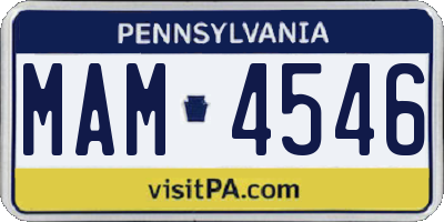 PA license plate MAM4546