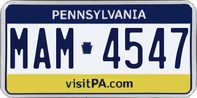 PA license plate MAM4547