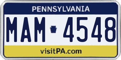 PA license plate MAM4548