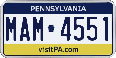 PA license plate MAM4551