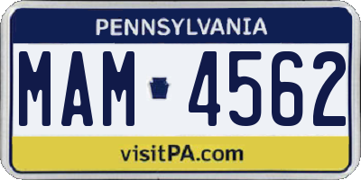 PA license plate MAM4562