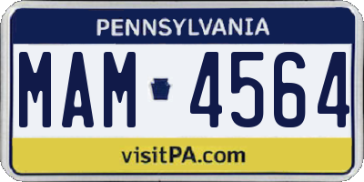 PA license plate MAM4564