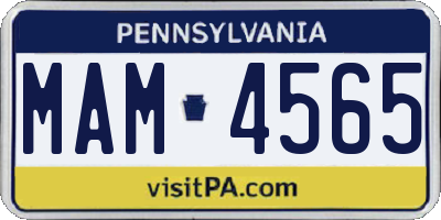 PA license plate MAM4565