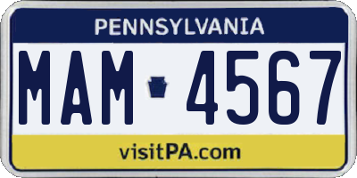 PA license plate MAM4567