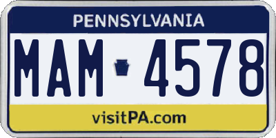 PA license plate MAM4578