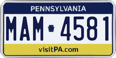 PA license plate MAM4581