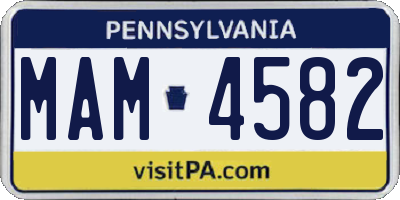 PA license plate MAM4582
