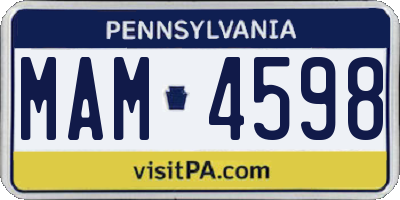 PA license plate MAM4598