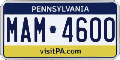 PA license plate MAM4600