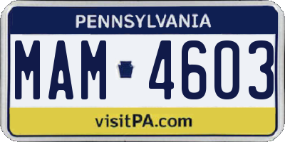 PA license plate MAM4603
