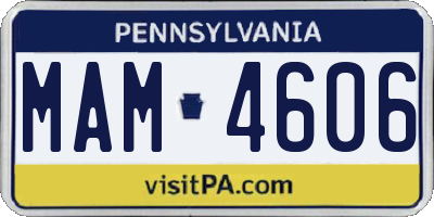 PA license plate MAM4606