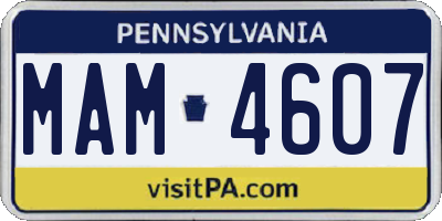 PA license plate MAM4607