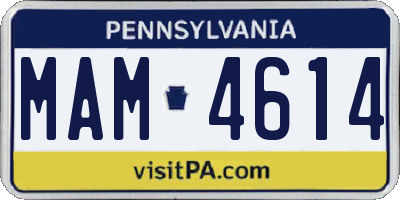 PA license plate MAM4614