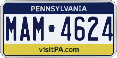 PA license plate MAM4624