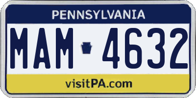 PA license plate MAM4632