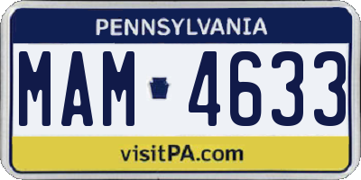 PA license plate MAM4633