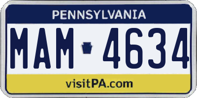 PA license plate MAM4634